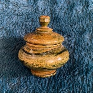 Artisan Carved Wooden Jar